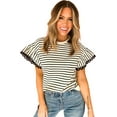 thumbnail image 1 of Chic and Feminine Round Neck Striped Top with Lace Trim – Ideal for Summer Fashion - [ZhiHiMeRi] | (US 4-6)S, 1 of 12