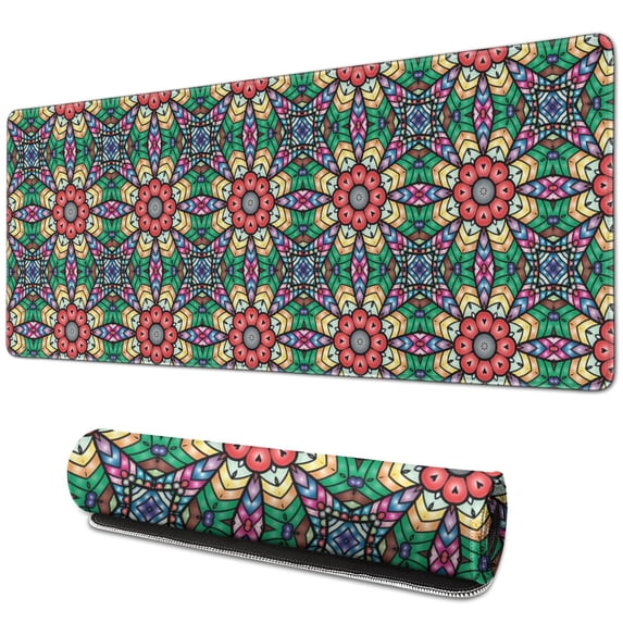Chic and Functional: Amcove Vintage Mandala Mouse Pad - Non-Slip Rubber Mousepad for Everyday Office Use (31.5x11.8 Inch)