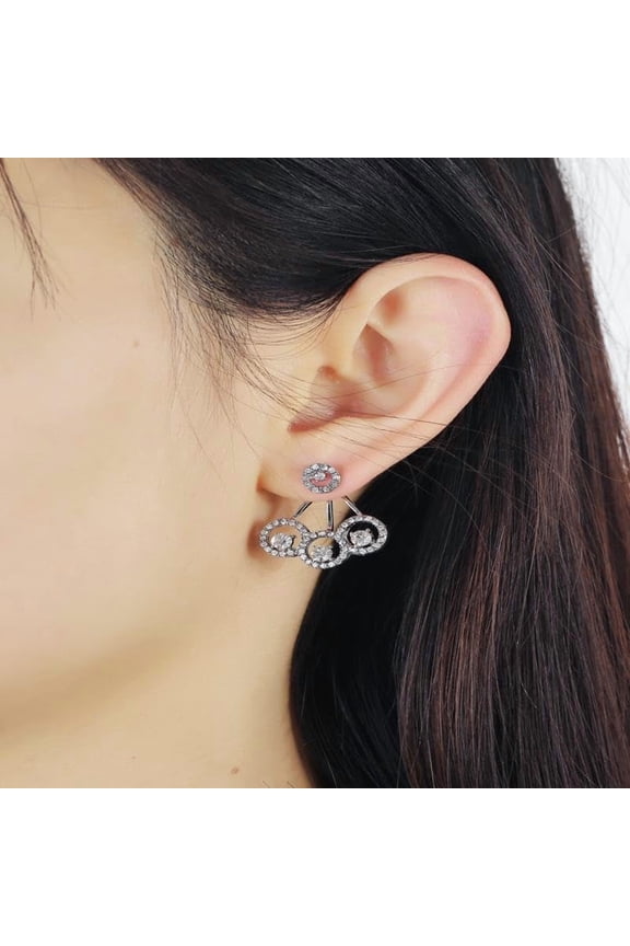 Chic and Stylish Flat Round Alloy Stud Earrings with Rhinestone Silver Making DIY