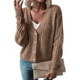 thumbnail image 1 of Chic and Versatile Long Sleeve Cardigan - Dark Khaki - [ZhiHiMeRi] | (US 12-14)L, 1 of 8