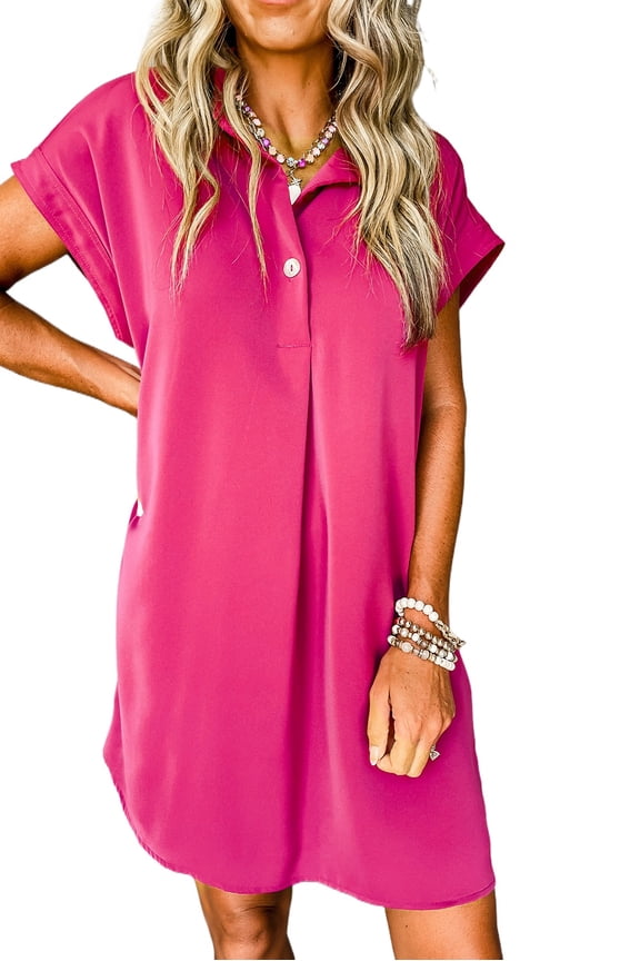 Chic and Versatile Shift Dress in Rose Red - Perfect for Daily Wear - [ZhiHiMeRi] | (US 4-6)S