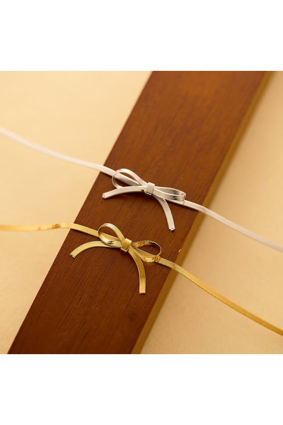 Chic bow tie necklace, gold/silver, minimalist elegant accessory​