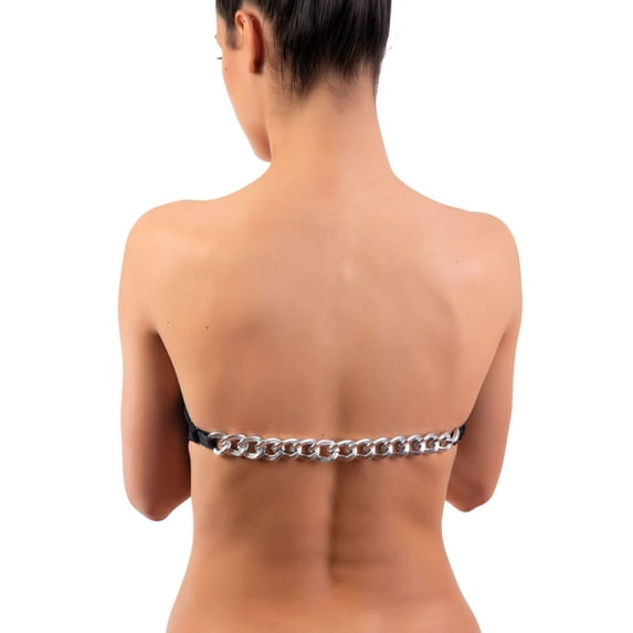 ChicBack Laura, Bra, Fashion Accessory, Silver Link Chain, Lingerie, Open Back - M - Silver Chain