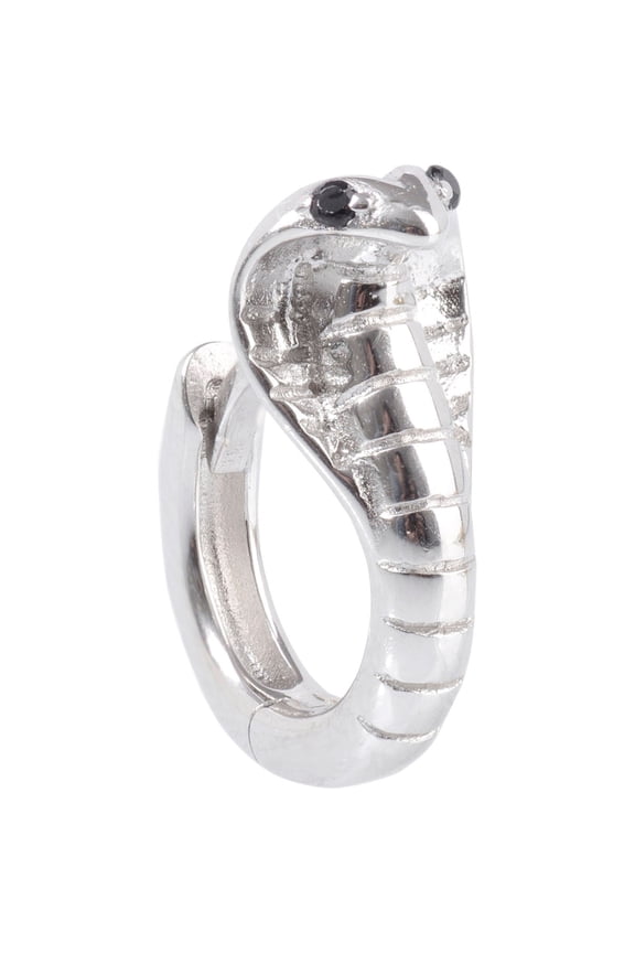 925 Sterling Silver King Cobra Snake Hoop Earrings - Tiny Serpent Huggie Hoops for Helix, Lobe