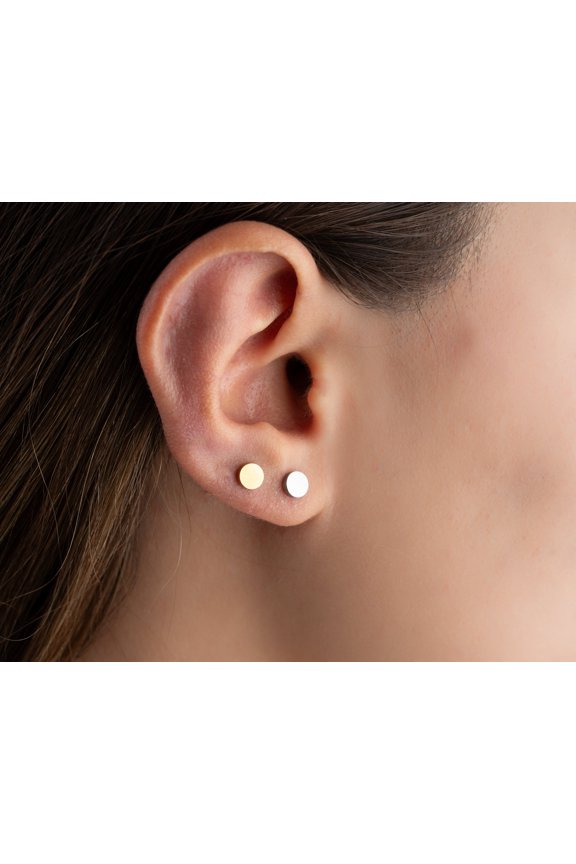 Surgical Steel Double Sided Dot Stud Earrings with Tiny CZ for Tragus, Helix, Cartilage, and Conch Piercings