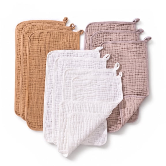ChicCharm Muslin Burp Cloths 10 Pack, 19" x 10", 100% Ultra Soft Absorbent Cotton Baby Burping Cloths for Spit Up and Drool, Newborn Essentials for Boys and Girls