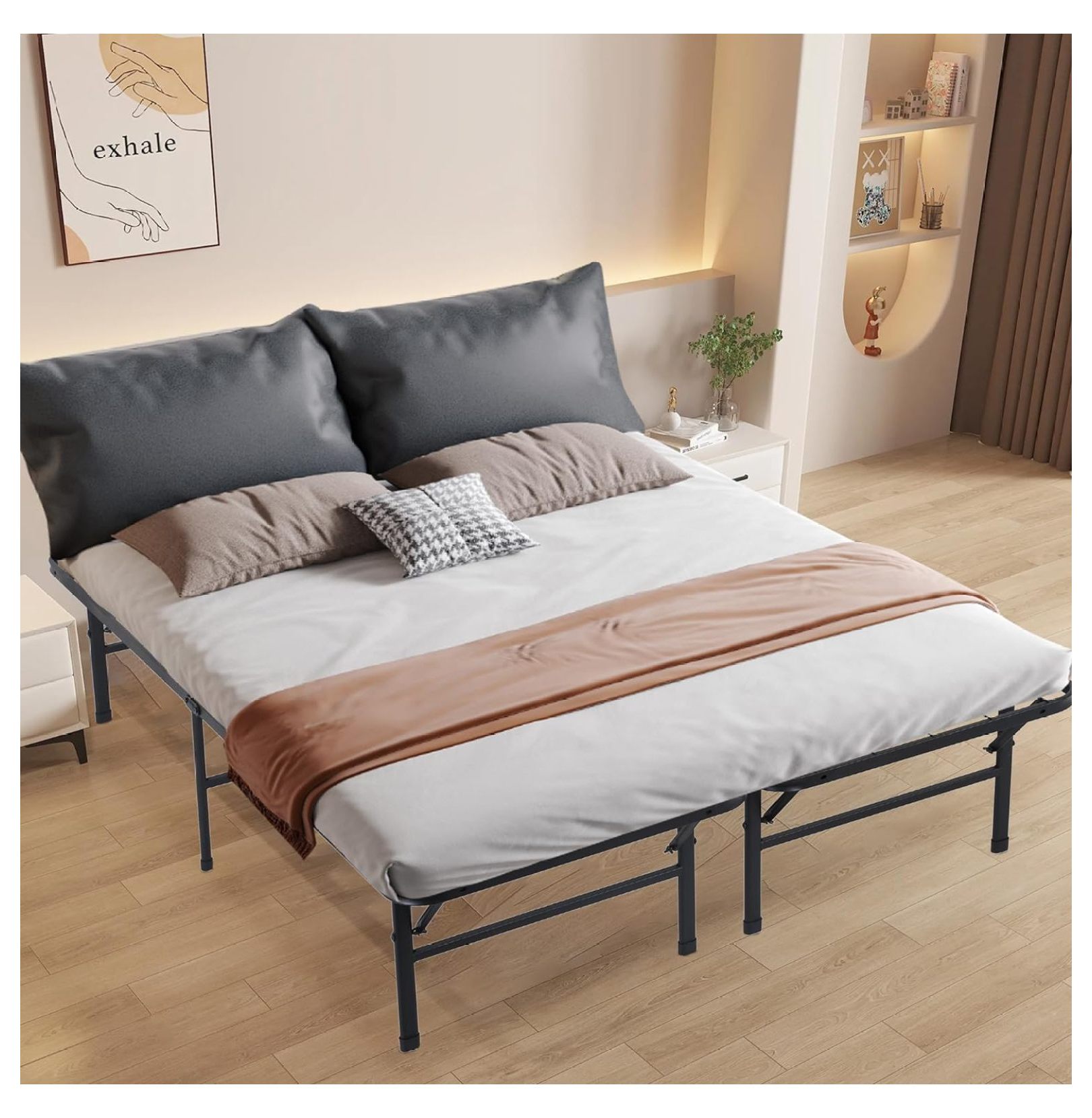 ChicCrest 14 Inch Metal Bed Frame Folding Bed Frame Heavy Duty Steel