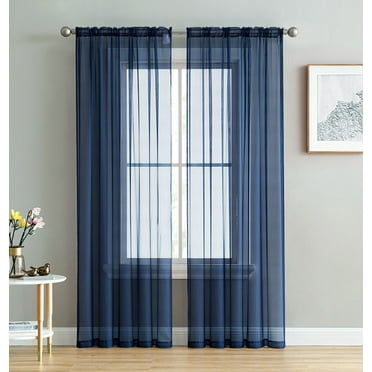 Collection Sheer Voile Solid Window Curtain Panel  - Set of 2 - ALL COLORS