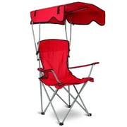 ChicCrest Elevon Camp Chairs with Shade Canopy Chair Folding Camping Recliner Support with Carrying Bag-Red