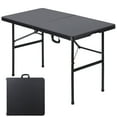 thumbnail image 1 of ChicCrest Portable 4 Foot Plastic Folding Table, Indoor Outdoor Heavy Duty Fold-in-Half Picnic Party Camping Barbecues Table with Carrying Handle-Black, 1 of 11