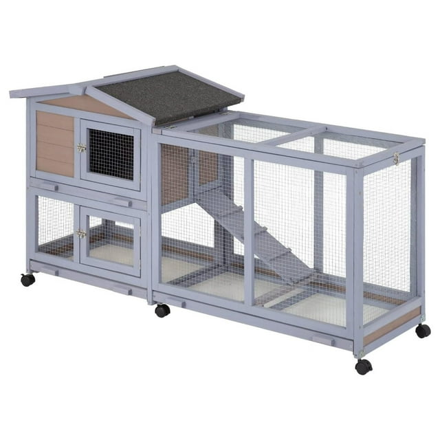 ChicCrest Wood Rabbit Hutch Rabbit Cage Bunny Hutch Rolling Large Bunny