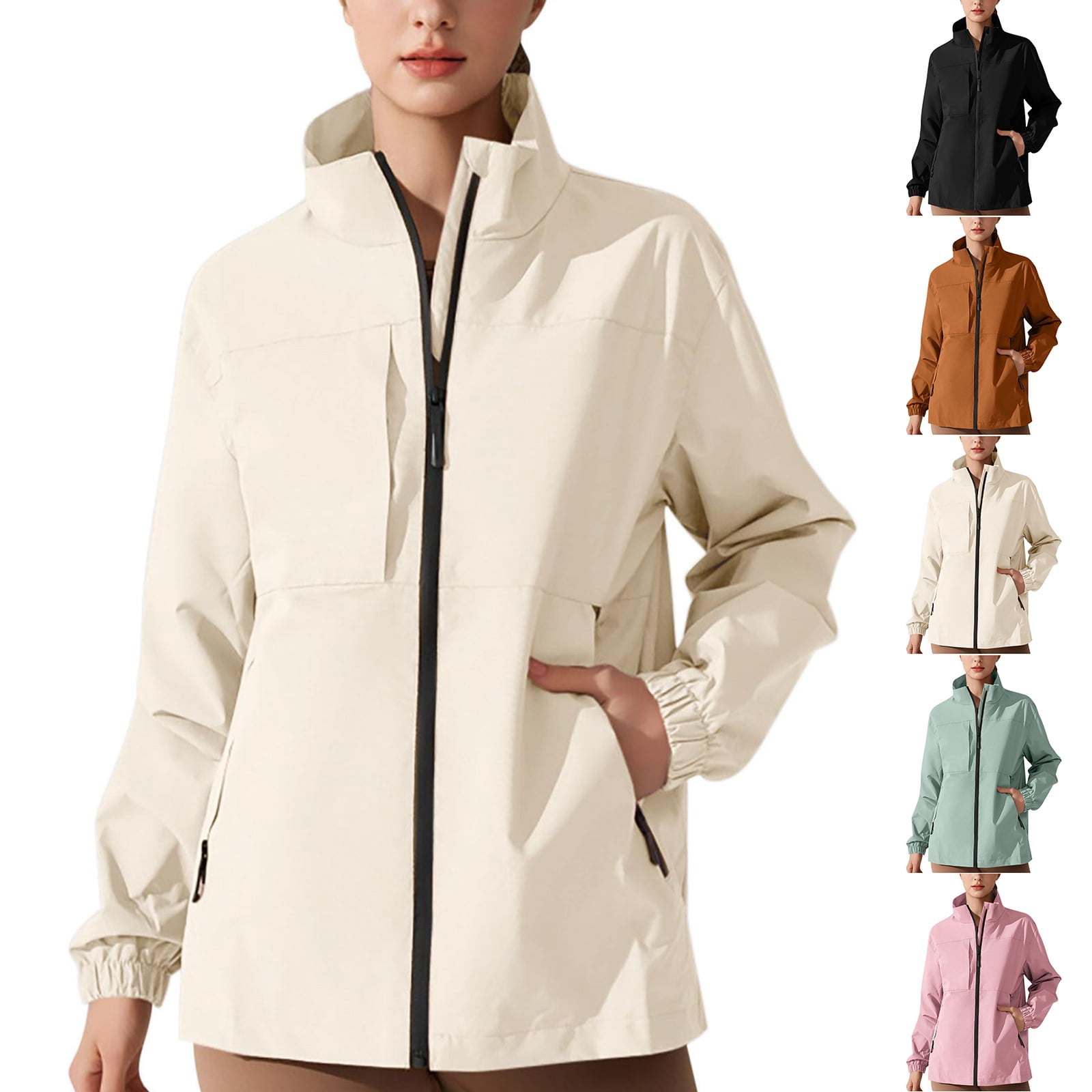 Fall Waterproof ChicHaven Rain Jacket Womens Waterproof with Hood Light Weight Packable ...