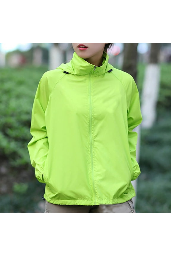 Women's Hooded Rain jacket Waterproof Lined Raincoat Windbreaker Great for Outdoor Trench Style and Travel Fluorescent Green 3XL