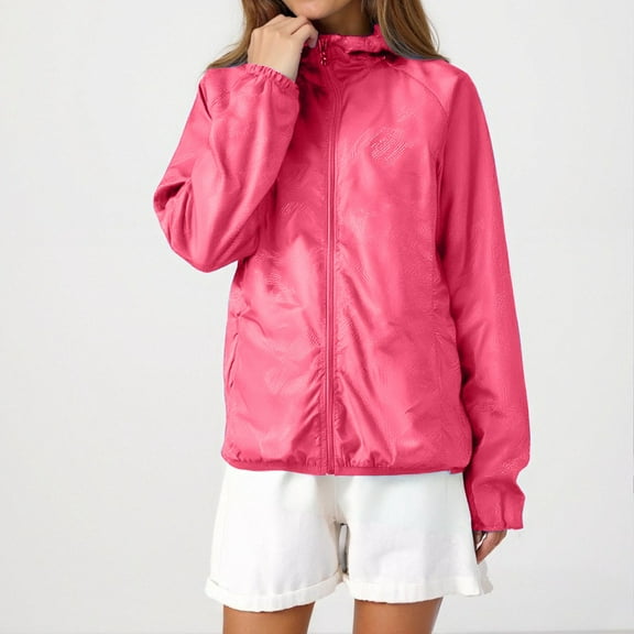 ChicHaven Womens Rain jacket with Hood Waterproof Lined Raincoat Windbreaker Travel Button Zip Up Trench Outdoor Coats Hot Pink XL
