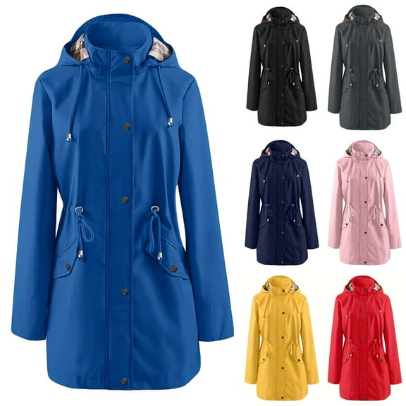 ChicHaven chaqueta impermeable para mujer Women's Rain Jackets Waterproof Raincoat Hiking Windbreaker for Travel Red M