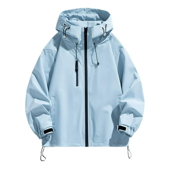 ChicHaven chaqueta impermeable para mujer Women's Waterproof Rain Jackets Raincoat Hooded Windbreaker for Travel Sky Blue S