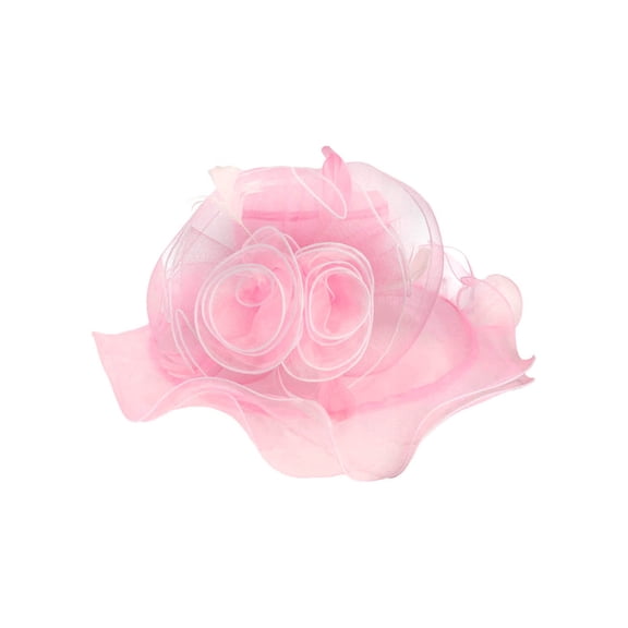 ChicHeadwear Church Tea Party Organza Floral Sun Hat - Pink
