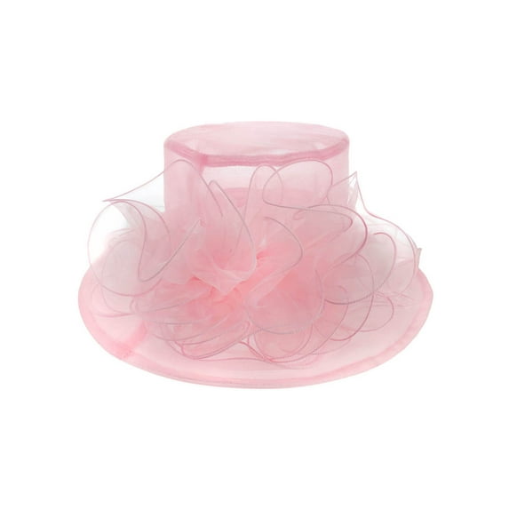 ChicHeadwear Church Tea Party Organza Floral Sun Hat - Pink