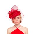 thumbnail image 1 of ChicHeadwear Dress Dome Sinamay Hat w/ Mesh - Red, 1 of 1
