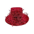 thumbnail image 1 of ChicHeadwear Large Brim Organza Polka Dot Church Sun Hat - Burgundy, 1 of 1