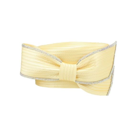 ChicHeadwear Large Stone Bow Pillbox Braid Hat - Lemon Yellow