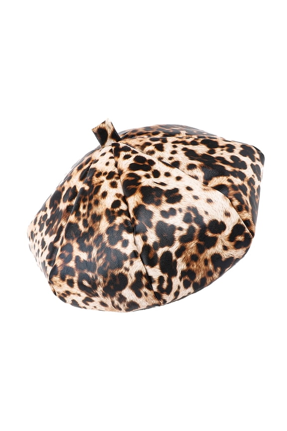 ChicHeadwear Leopard Cheetah Animal Print French Beret - Brown/Leopard