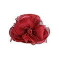 thumbnail image 1 of ChicHeadwear Medium Brim Organza Big Bow Sun Hat - Burgundy, 1 of 1