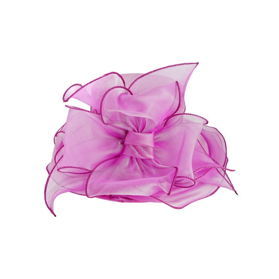 ChicHeadwear Medium Brim Organza Big Bow Sun Hat - Fuchsia