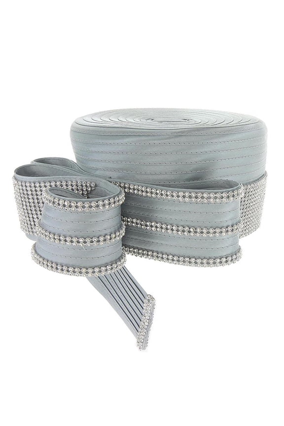 ChicHeadwear Women's Pill Box Hat w/ Stone Bow - Silver