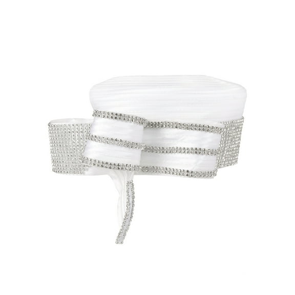 ChicHeadwear Women's  Pill Box Hat w/ Stone Bow - White