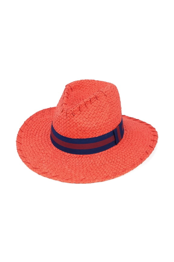 ChicHeadwear Womens Lala Paper Hat w/ Stitch - Red