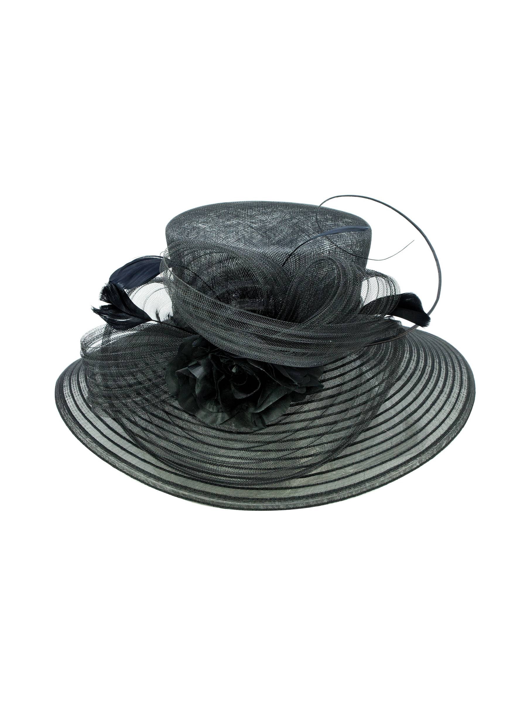 ChicHeadwear Womens Sinamay Crown Organza Hat w/ Ribbon and  display picture 3