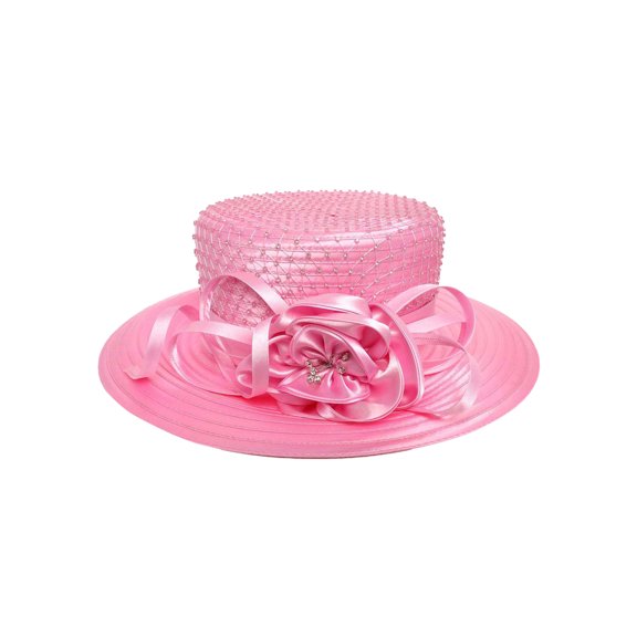 ChicHeadwear Womens Stone Studded Rose Bow Braid Hat - Pink