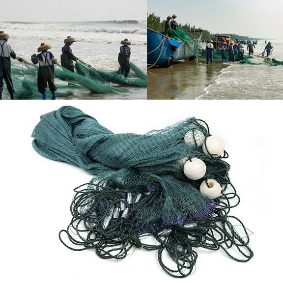 ChicHomey 10x65FT Durable Polyethylene Fishing Net,with Floats & Sinkers,Double Knotted Handmade Design for Ponds, Creeks, Rivers
