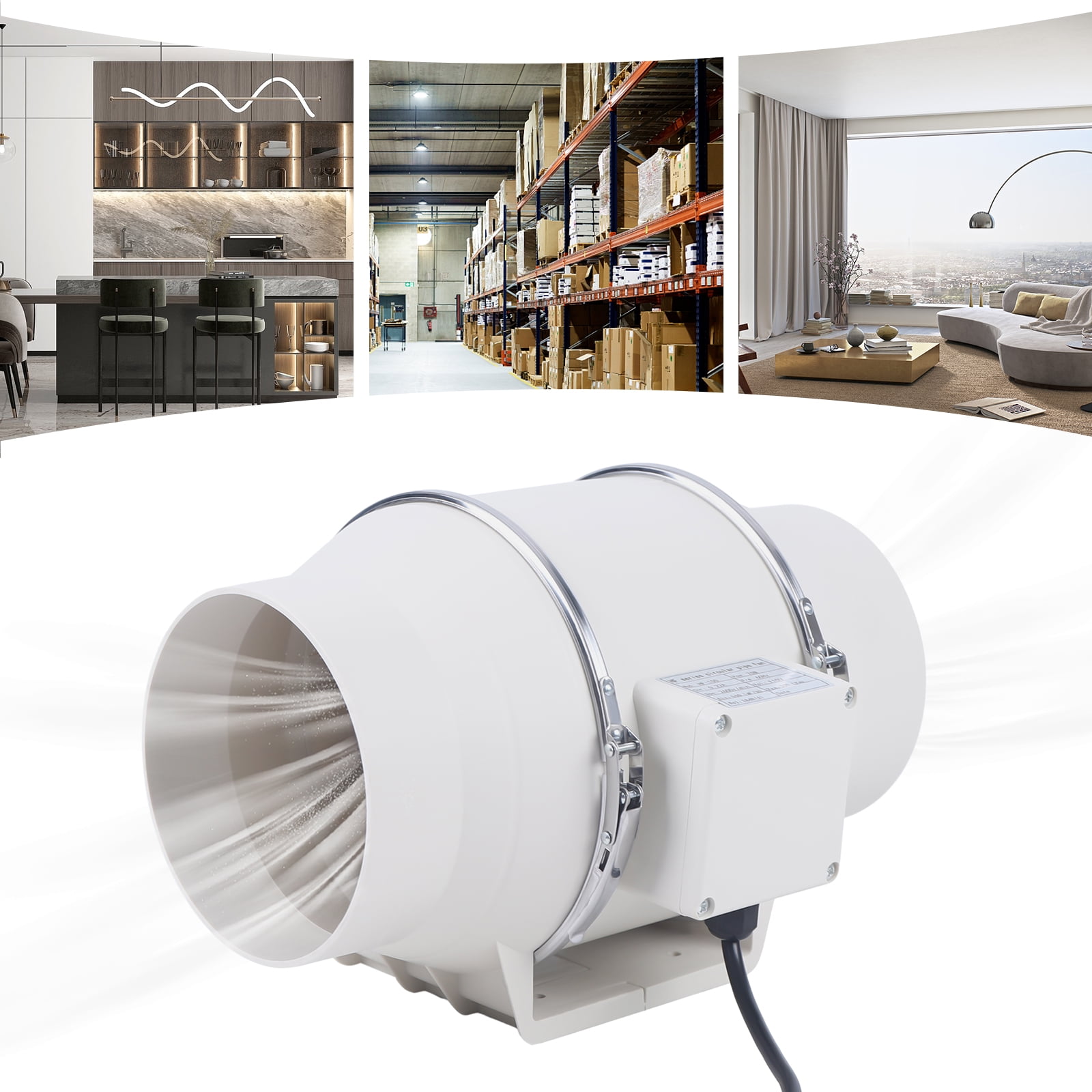 ChicHomey 110V ​​75W Pipe Fan with 540m³/h Airflow,38dB Low Noise,Moisture-proof,Exhaust Blower Fans  for Kitchen, Garage & Home Ventilation​​