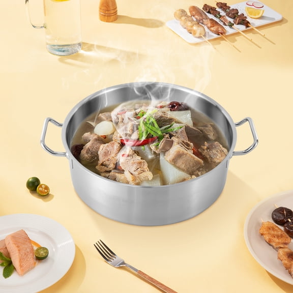 ChicHomey 11QT Stainless Steel Stockpot,Multi-Function Stainless Steel Pot,Hot Pot & Multi-Cooking,Compatible with Gas, Electric & Ceramic Stoves,for Daily Cooking