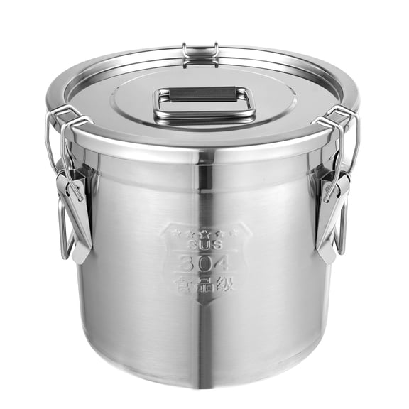 ChicHomey 12L Stainless Steel Rice Bucket,304 Airtight Grain Storage Container,with Handles+Lid,Moisture & Pest Proof for Rice, Flour, Cereal,Dry/Wet Food