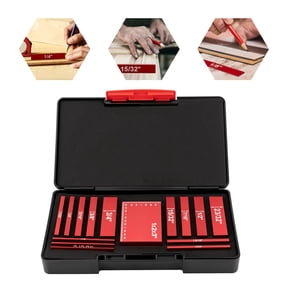 ChicHomey 15-Size Setting Blocks Height Gauge,Aluminum Alloy CNC Precision 0.001", for Woodworking/Mechanical Maintenance,Red+Black