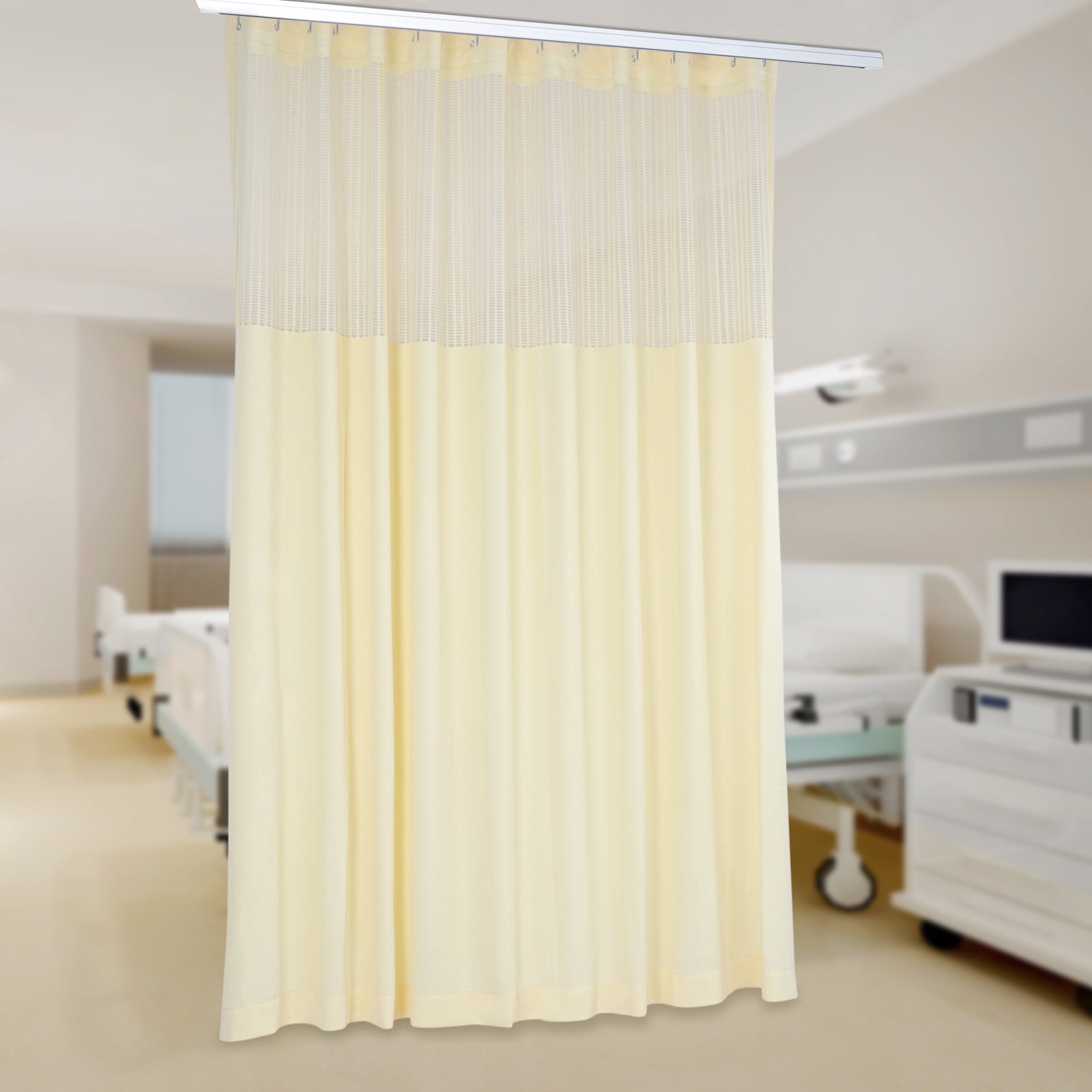 18025 ChicHomey 15x8 ft Room Divider Curtain,Beige Privacy Curtain with Mesh ...