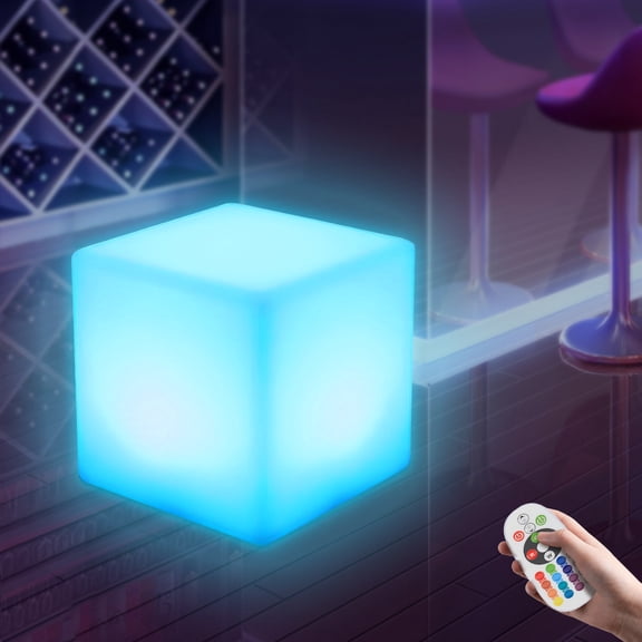 ChicHomey 17in LED Cube Night Light - 16 Color & 4 Modes,Waterproof IP65,Rechargeable Battery, Remote Control, for Home Outdoor Pool Bar Party Decor