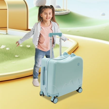 ChicHomey 18 Inch Kids Ride-On Suitcase,Fun Travel Luggage with Wheels,Built-In Combination Lock for Privacy,Children's Trunk for 3-6 years old