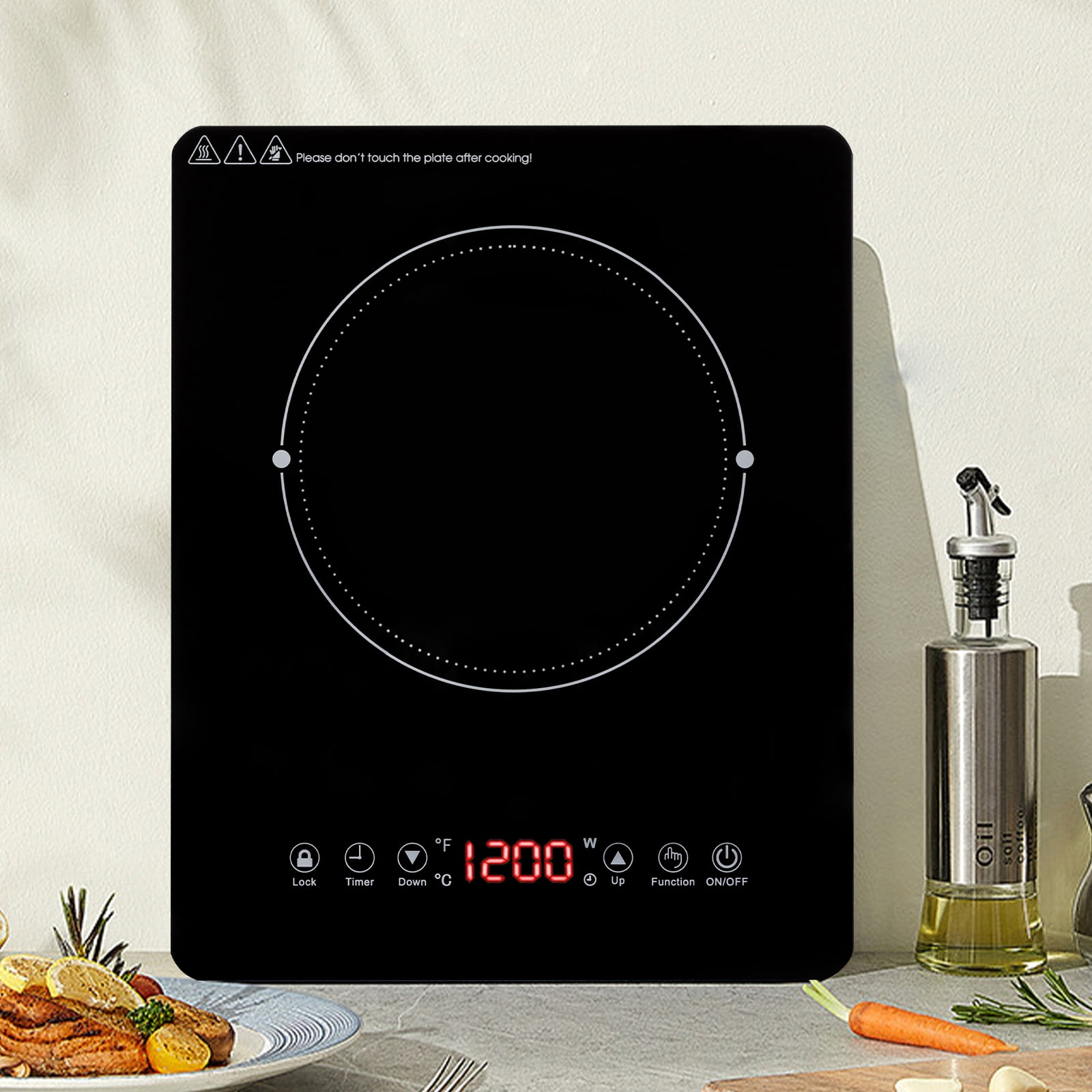ChicHomey 1800W Portable Induction Cooktop,with 9 Temperature & Power Levels and 3-hour Timer,Touch Panel LED Display,for Kitchen Hotel Restaurant