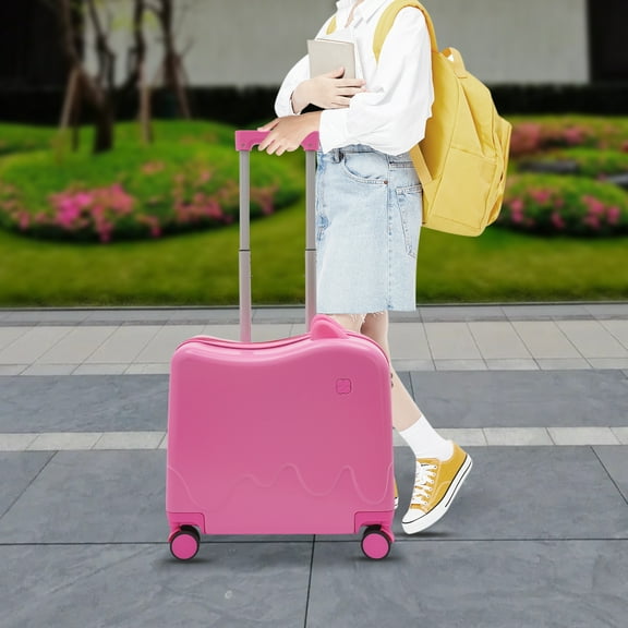 ChicHomey 18Inch Kids Ride-On Suitcase,Spacious Travel Bag, Safe Password Lock,Fun Companion for 3-6 Year Olds for Short Trips/School Outings