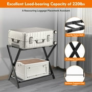 ChicHomey 2-Layer Folding Luggage Rack- 220lbs Heavy Duty,Space-Saving for Home/Hotel, Moisture-Resistant & Easy to Assemble