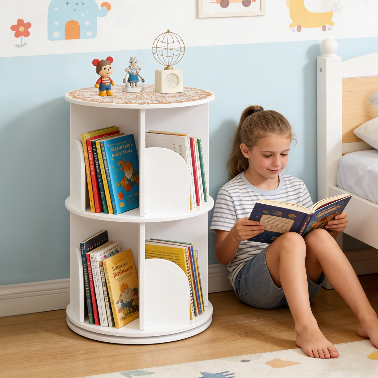 ChicHomey 2-Tier 360° Rotatable Bookshelf,PVC Board Alloy,Strong ...