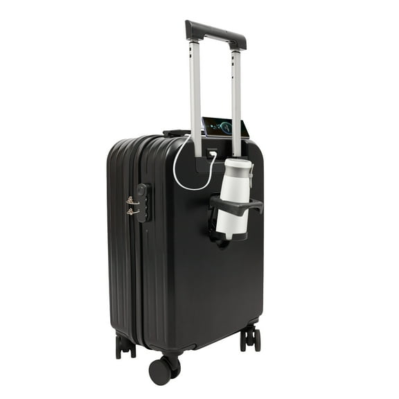 ChicHomey 20"Travel Luggage Suitcase,with Cup Holder & 3-Digit Lock,Poratble Carry On Luggage Suitcase,4-Wheel Spinner Black