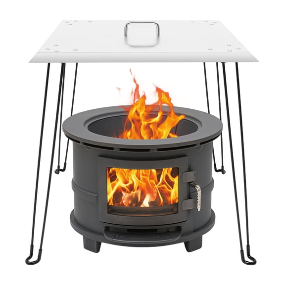ChicHomey 24 * 24 * 24inch Stainless Steel Fire Pit Heat Deflector,Foldable Legs,Pushes Heat Down and Out,Excellent Heat Retention with Carrying Handle,for Outdoor