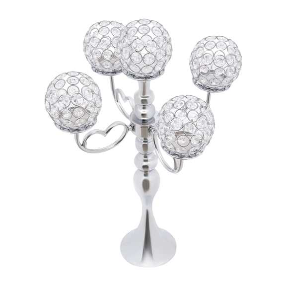 Dwellnix 2pcs 5Arm Crystal Candelabra Wedding Tabletop Candle Holder Table Centerpiece