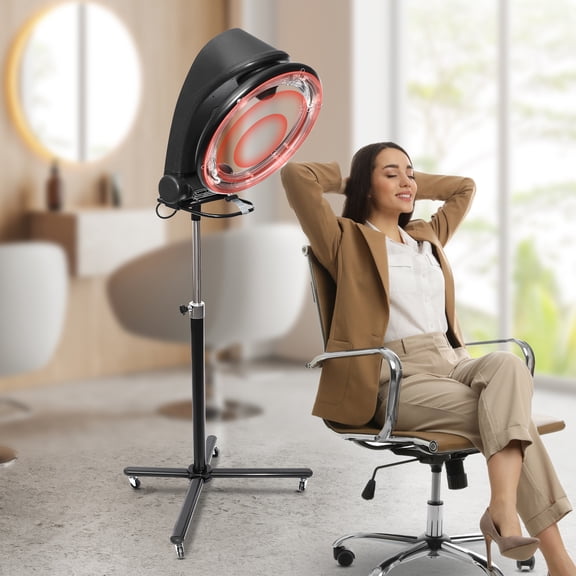 ChicHomey 3-in-1 Orbiting Infrared Hair Dryer,Adjustable Height 55-65in, Professional Salon Hair Dryer,4-Wheel Base,Digital Display,for Salon Dyeing & Styling,Black