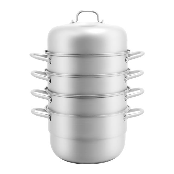 ChicHomey 304 Stainless Steel Steamer Pot,5 Layers Large Capacity,Diameter 32cm,with Glass Lid Rustproof Steamer Steamer for Family Gatherings & Commercial Kitchens